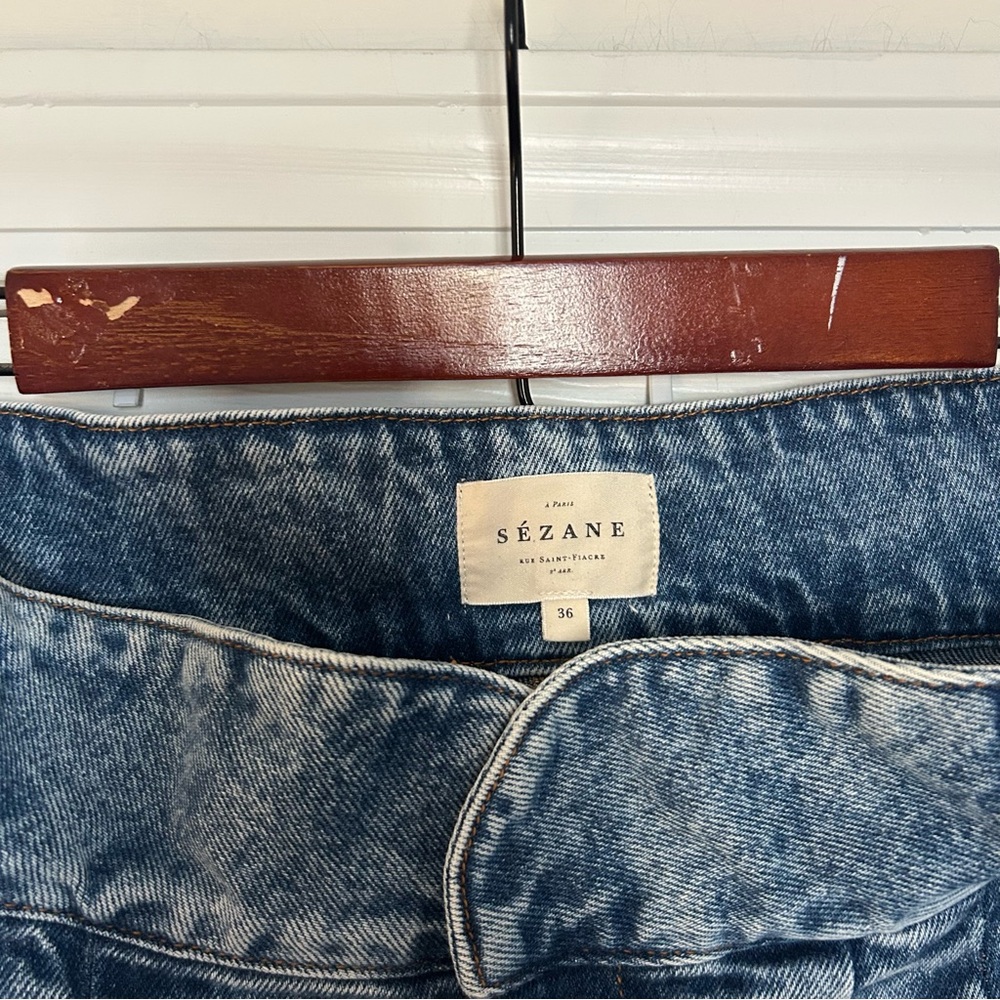 Sezane Austin Trousers in Bleached Blue Denim Size 4 - Picture 6 of 6